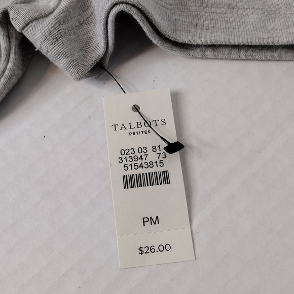 NWT Talbots Petite Women's Cotton Summer Gray Pullover Short Sleeve Tee Size MP - Picture 9 of 13